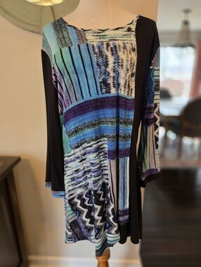 Parsley & Sage Size Large Artsy Art To Wear Longline Tunic Boho Hippie Unique